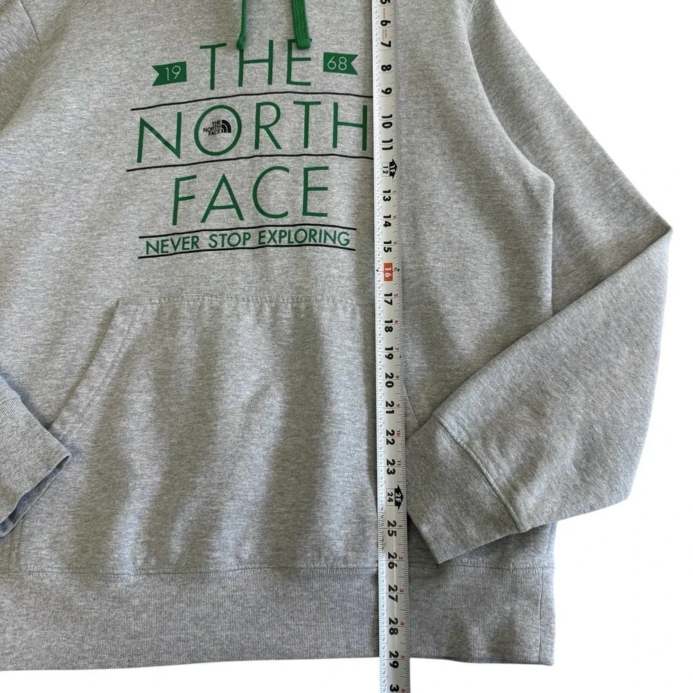 The North Face 1968 Never Stop Exploring Gray Green‎ Pullover Hoodie Classic L